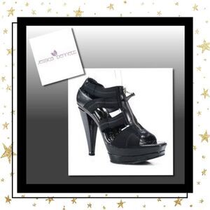 Jessica Bennett Black Leather Zip Up Pumps 9 9M